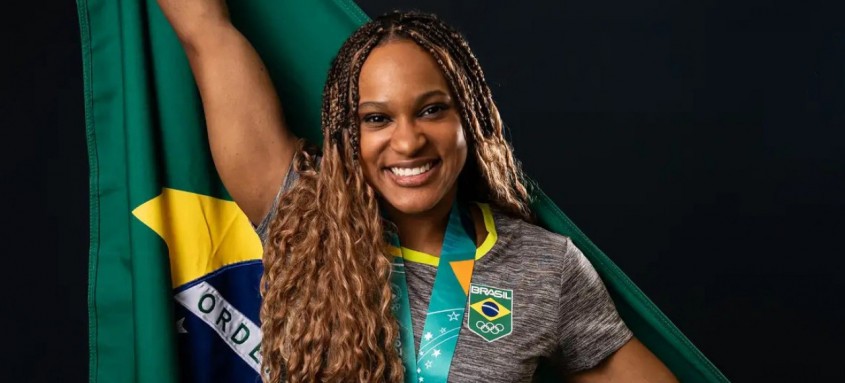 A campeã olímpica Rebeca Andrade é uma das esperanças de medalha do Brasil nos Jogos de Paris