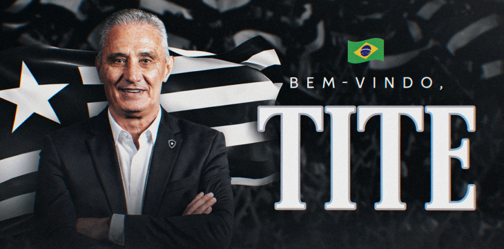 Tite em arte oficial de apresentação do Botafogo