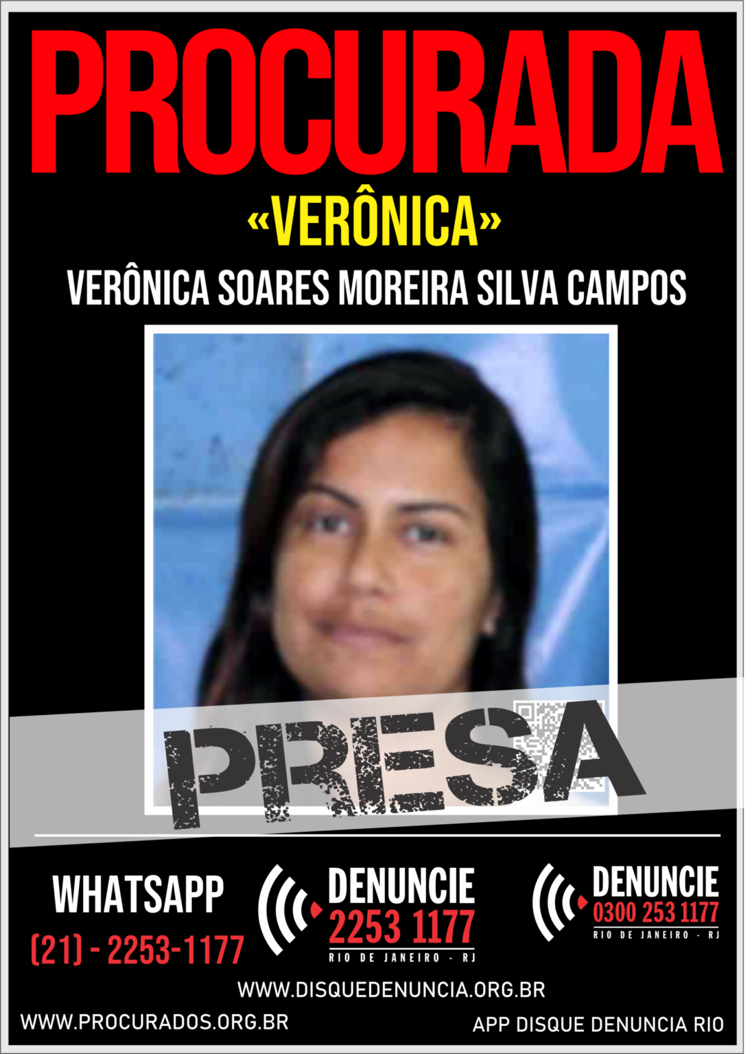 Cartaz do Programa Procurados com Verônica Soares Moreira Silva Campos