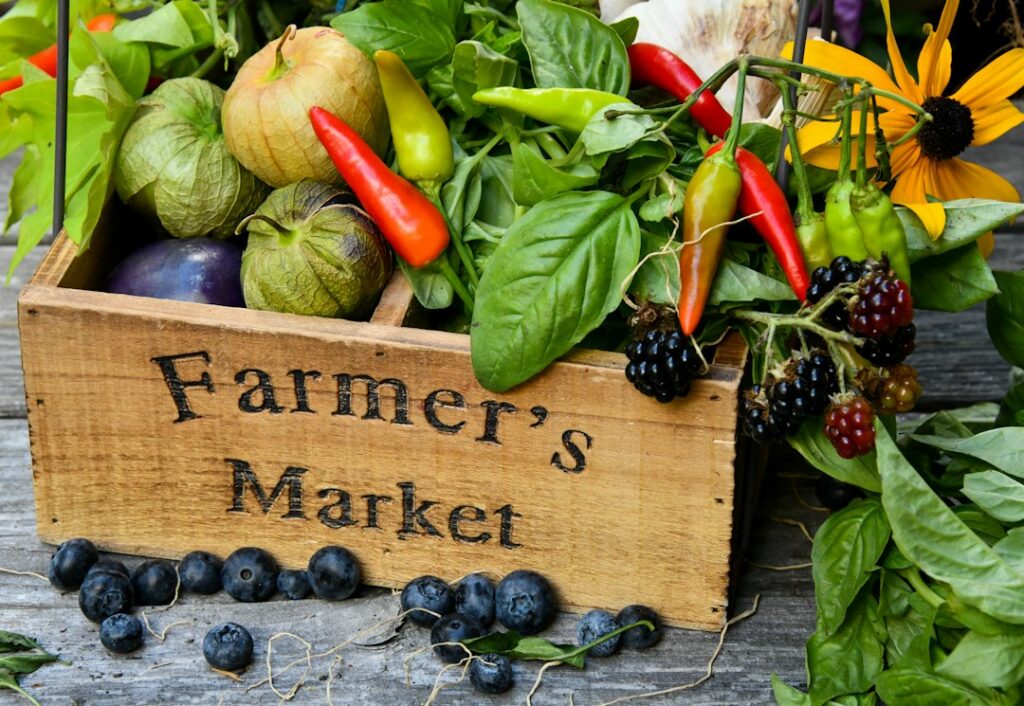 Produtos de feira de agricultores, fotografia ilustrativa