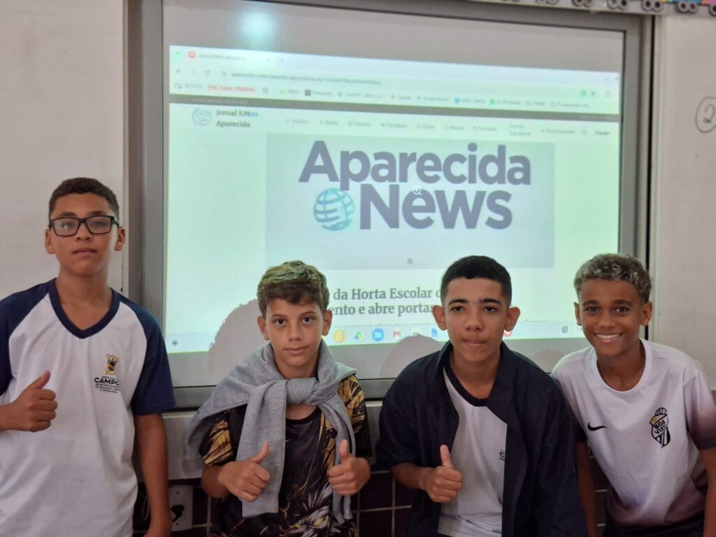 Estudantes de Campos que criaram o jornal digital Aparecida News